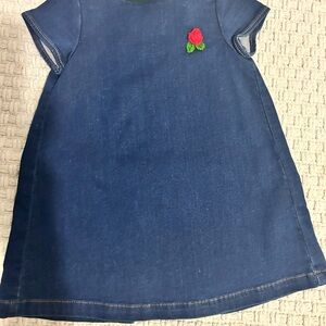 Gucci denim dress size 12-18 months with rose crochet detail, like brand new